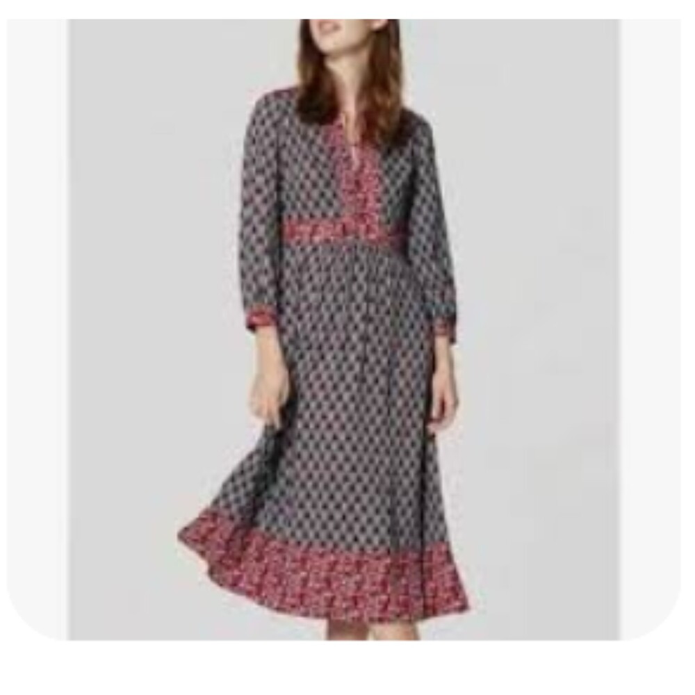 The Loft Red & Blue Midi Dress NWT 00P